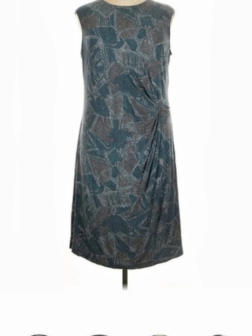 Nic Zoe Abstract Midi Dress in Blue & Brown Like New